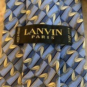 Lanvin Paris Tie Men‎’s Blue Silk White Print Luxurious Made In France Printed!